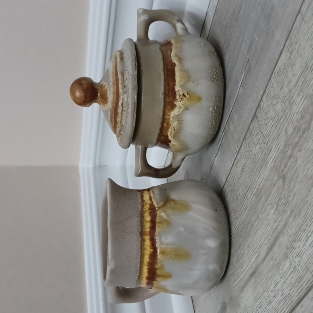 VINTAGE 70s laurentian pottery creamer and sugar pot